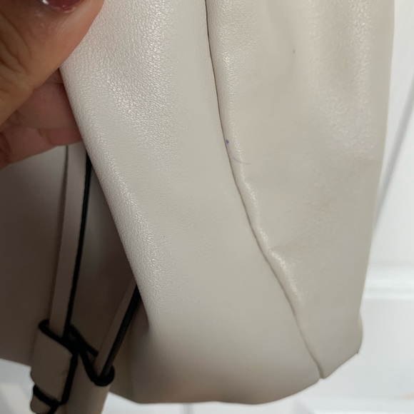 White Faux Leather Drawstring Backpack - Picture 5 of 9